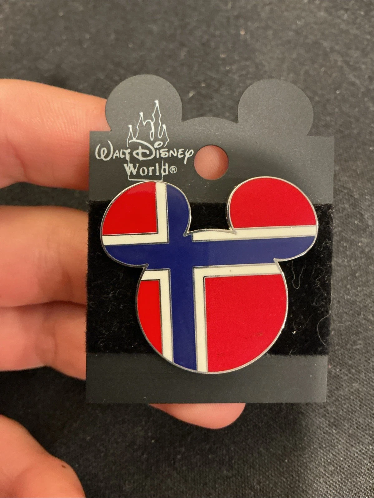 2007 Disney Epcot World Showcase Norway Mickey Head Ears Norwegian Flag New Pin