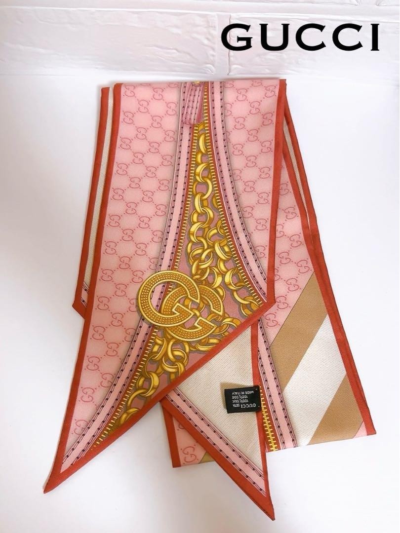 GUCCI Bandana Scarf GG Pattern Pink Zipper Pattern | eBay