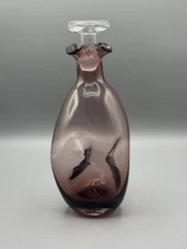 Vintage Blenko MCM  Winslow Anderson Amethyst Pinched Decanter with Stopper