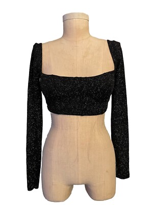 Kpop Urban Outfitters Black Glitter Crop Top BlackPink Rose BRATZ $39