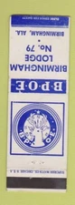Matchbook Cover - Elks Lodge Birmingham AL