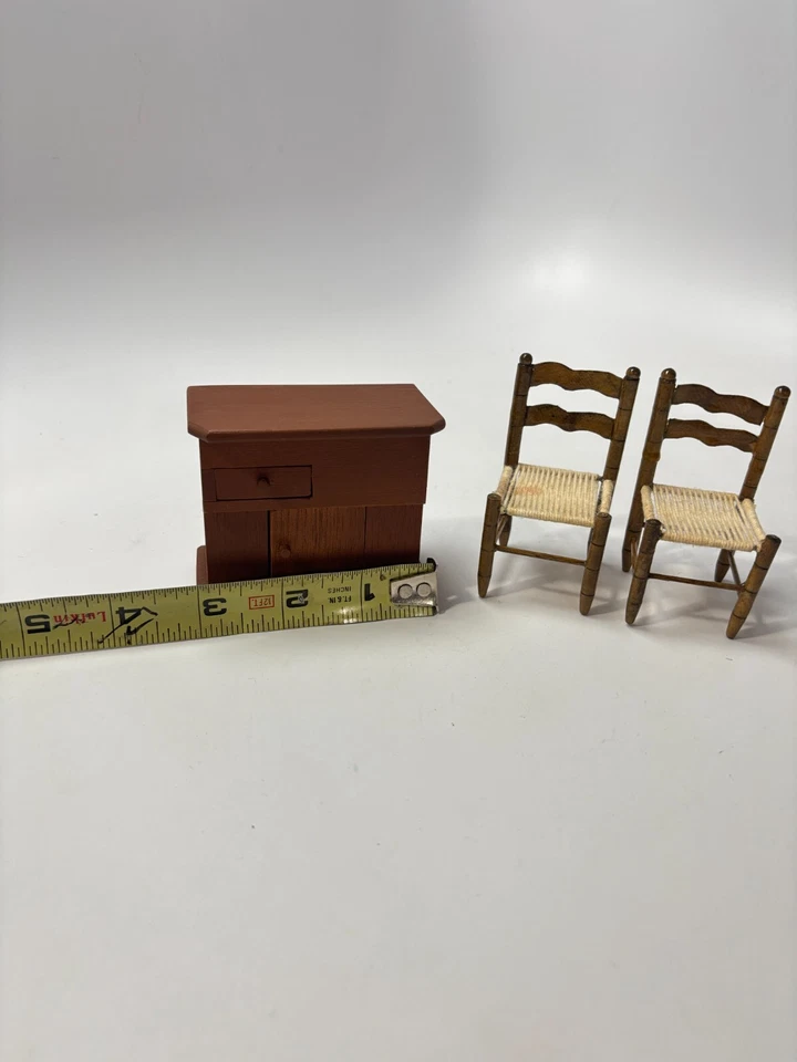 VTG Miniature Furniture Doll House Artisan Wood Sonia Messer Chair Drawer Lot 3 - Image 4 of 4