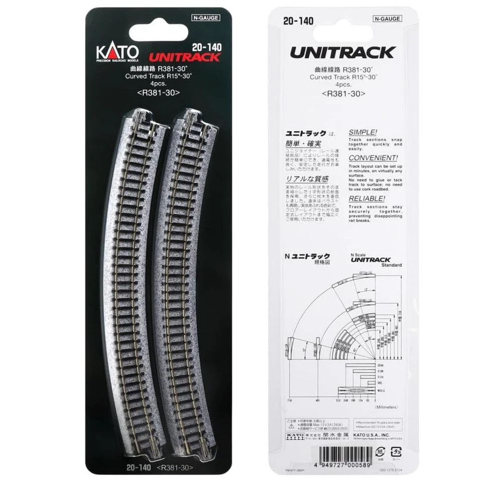 lot of 10 KATO UniTrack N Gauge Curved Tracks R381-30° 4pcs 20-140 Model Train - Image 2 of 4