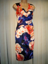 BRAND NEW LOVELY LIPSY VIP ROSE PRINT NAVY FITTED FLORAL PENCIL DRESS 6 UK 34 EU