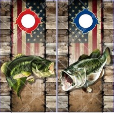 Wicked Wire Bass Fish Flag Cornhole Wrap Bag Toss Skin Decal Sticker