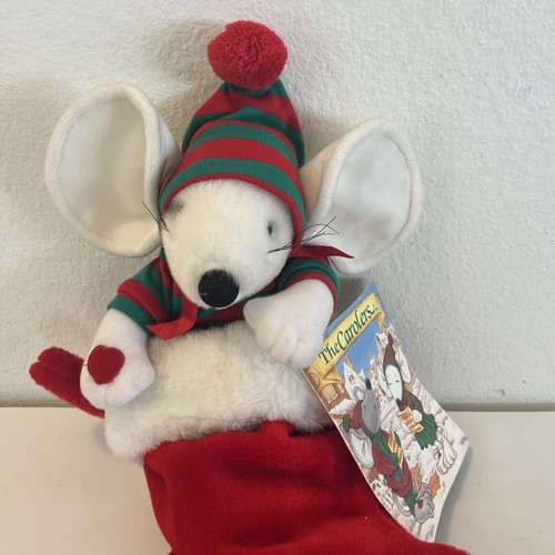 Vintage Musical Mouse Christmas Holiday Stocking Big White Ears 20" Height WORKS - Picture 2 of 3