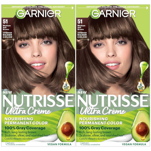 Hair Color Nutrisse Nourishing Creme, 51 Medium Ash Brown (Cool Tea) Permanen...