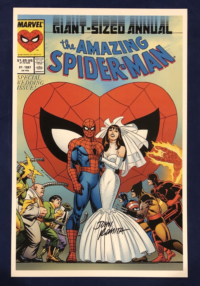 Amazing Spider-Man Annual 21 Litho/Print Auto John Romita WEDDING