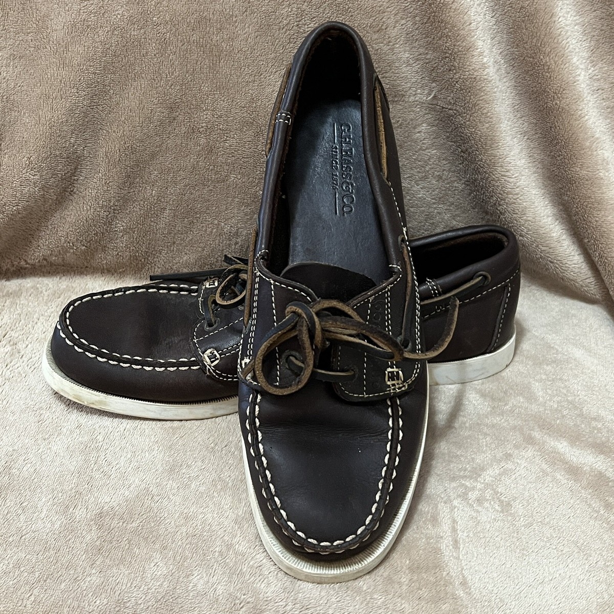 VINTAGE GH Bass Womens Sz 7.5M Leather Boat Shoes Sailing  display picture 3