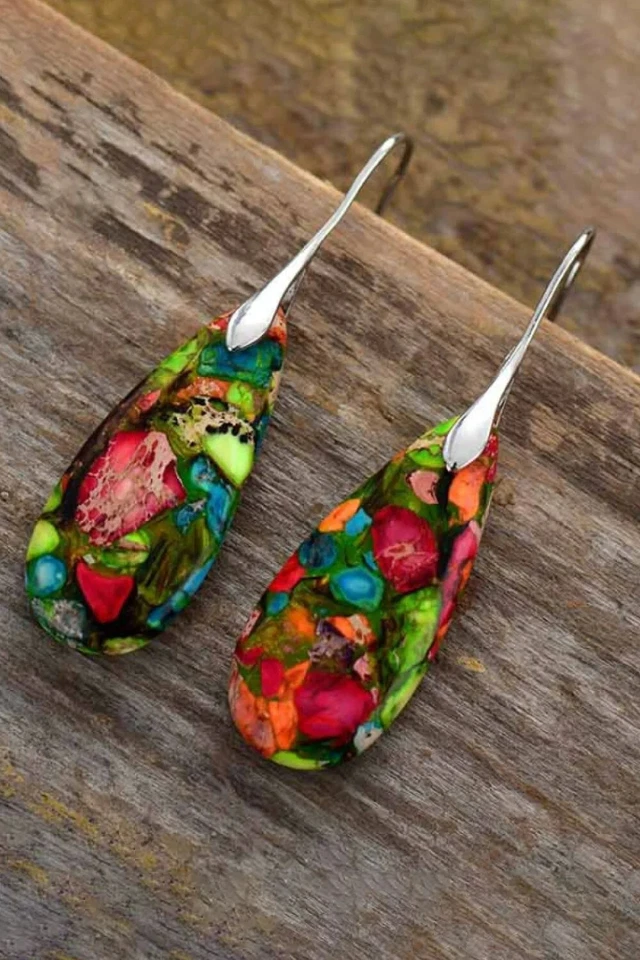 Boho Drop Earrings Galaxy Sea Sediment Healing Earrings Stylish Holiday Jewelry - Image 3 of 4