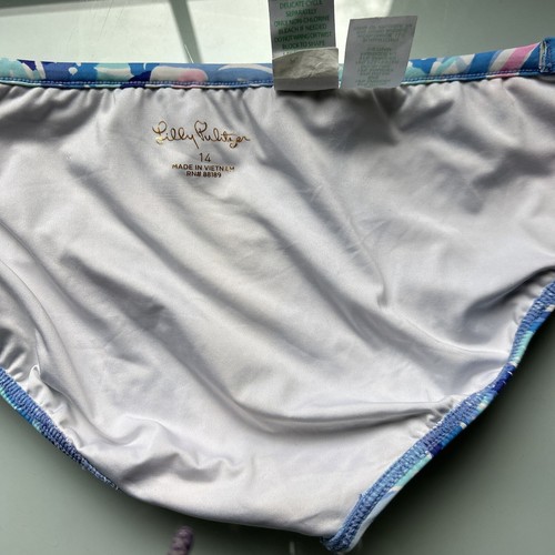 Lilly Pulitzer Girl Size 14 SWIM bikini bottom blue pink beach small ruffle - Picture 7 of 9