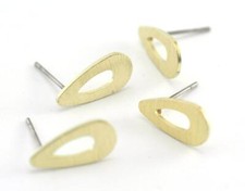 1 pair Drop Brushed Earring Stud Post Raw Brass 15x7.5mm Earring Blanks 4241