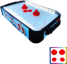 Air Hockey Tabletop Game Portable For Kids Adults LED Sides 2 Pucks 2 Pushers