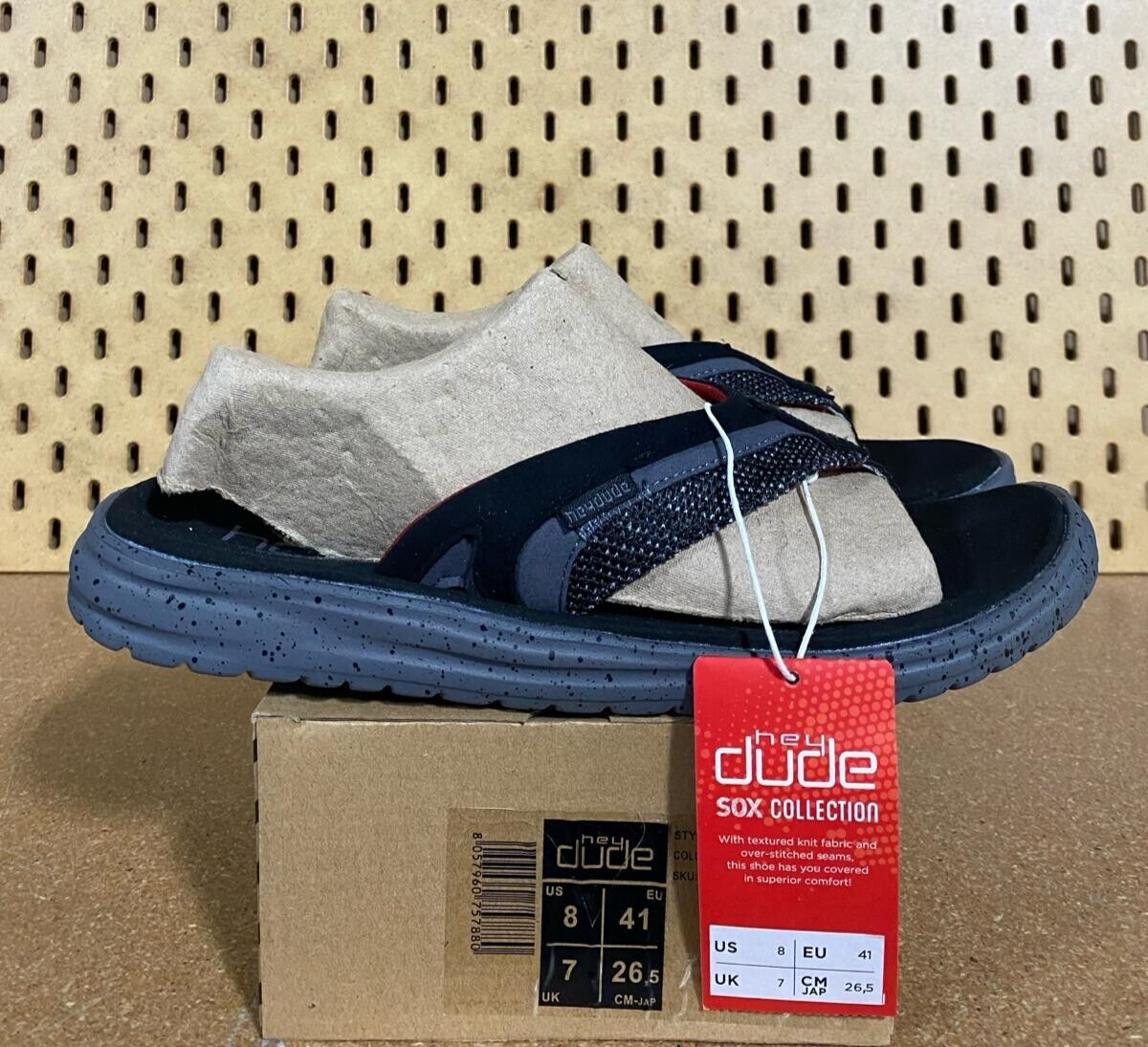 New Hey Dude Men\'s Flinn Sox Sandals Flip Flops US Size 9- New With Tags & Box Men main image 3