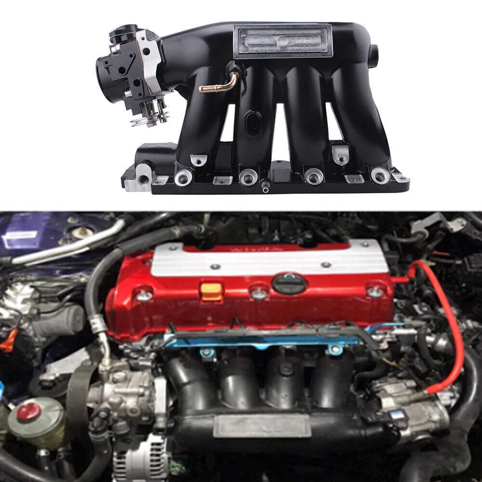 Black K-Series Intake Manifold with 70MM Throttle Body For K20 K24 K24A2 K20Z3 - Image 4 of 4