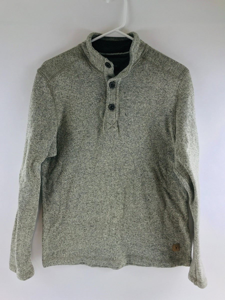 G.H. Bass & Co. Sweater Men's Size Medium Tan Noise 1/3 Button Henley Mock neck