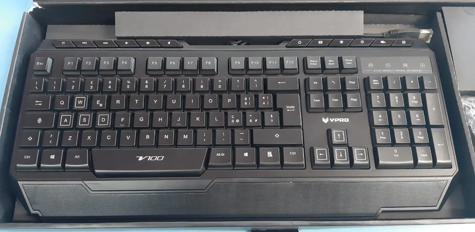 TASTIERA GAMING CON MOUSE USB (V100) RAPOO QWERTY ITALIANO COLORE NERO - Immagine 4 di 4