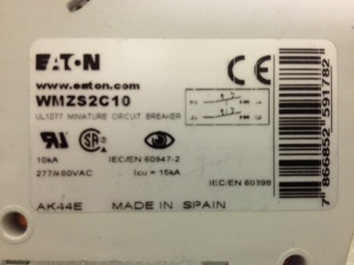 Eaton Leitungsschutzschalter C10 WMZS2C10, 10 Ampere, 2-polig, kaum benutzt - Bild 3 von 3