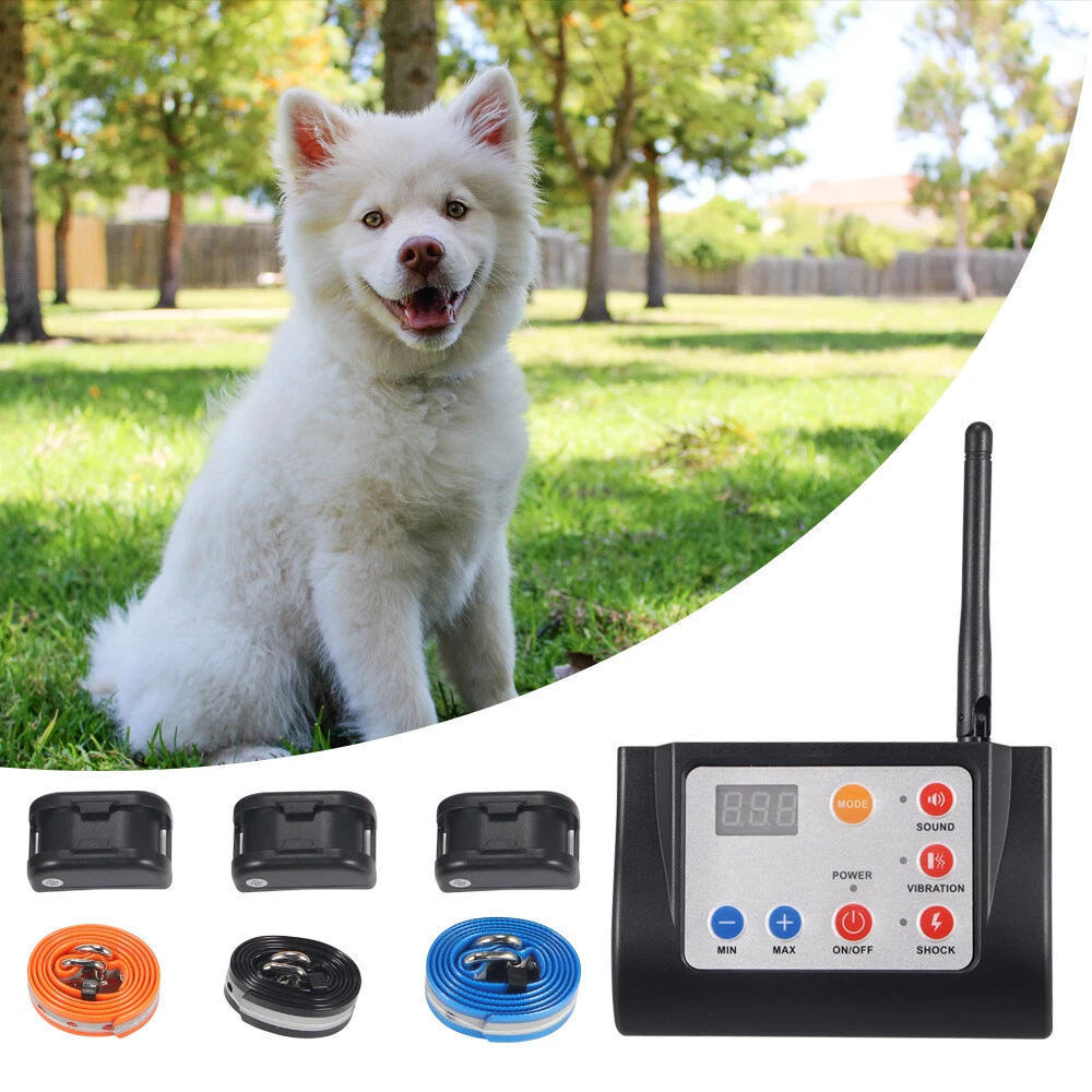 Wireless Electric Dog Fence Pet Containment System Shock Collar For 3 Dogs