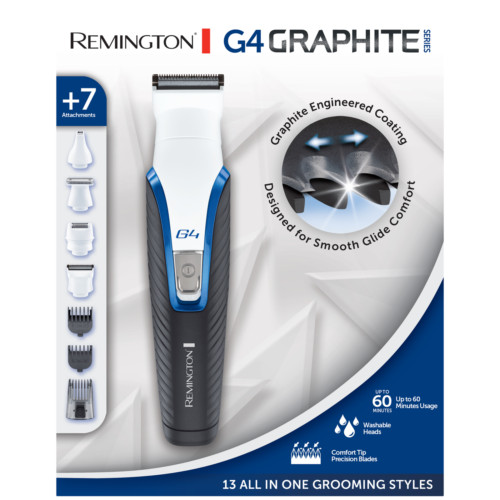 Remington Graphite G4 Trimmer - Beard, Body and Stubble, Cordless, 7 Attachments