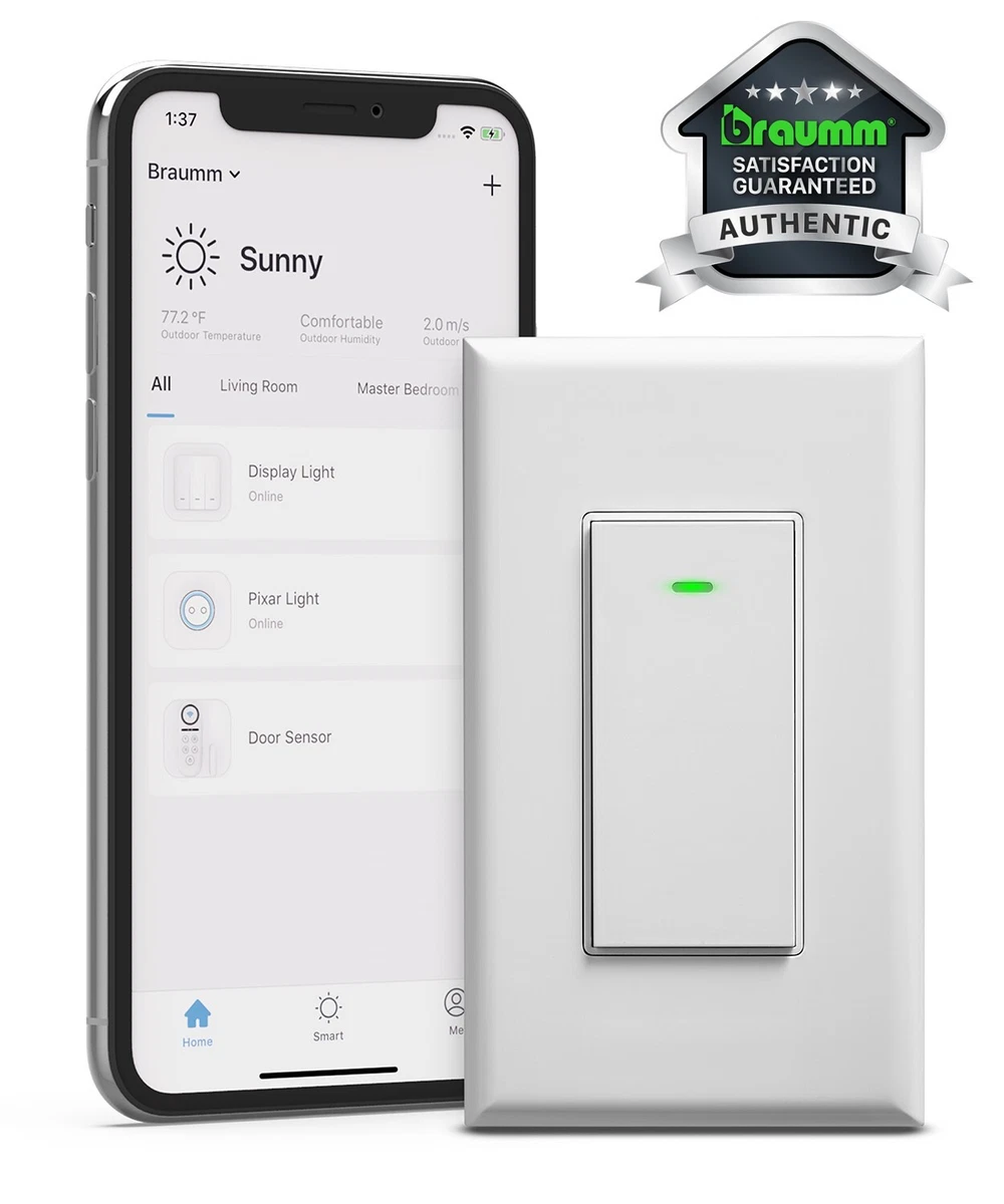 WiFi In Wall Smart Switch Light App Timer Alexa Google Home Remote Voice Control