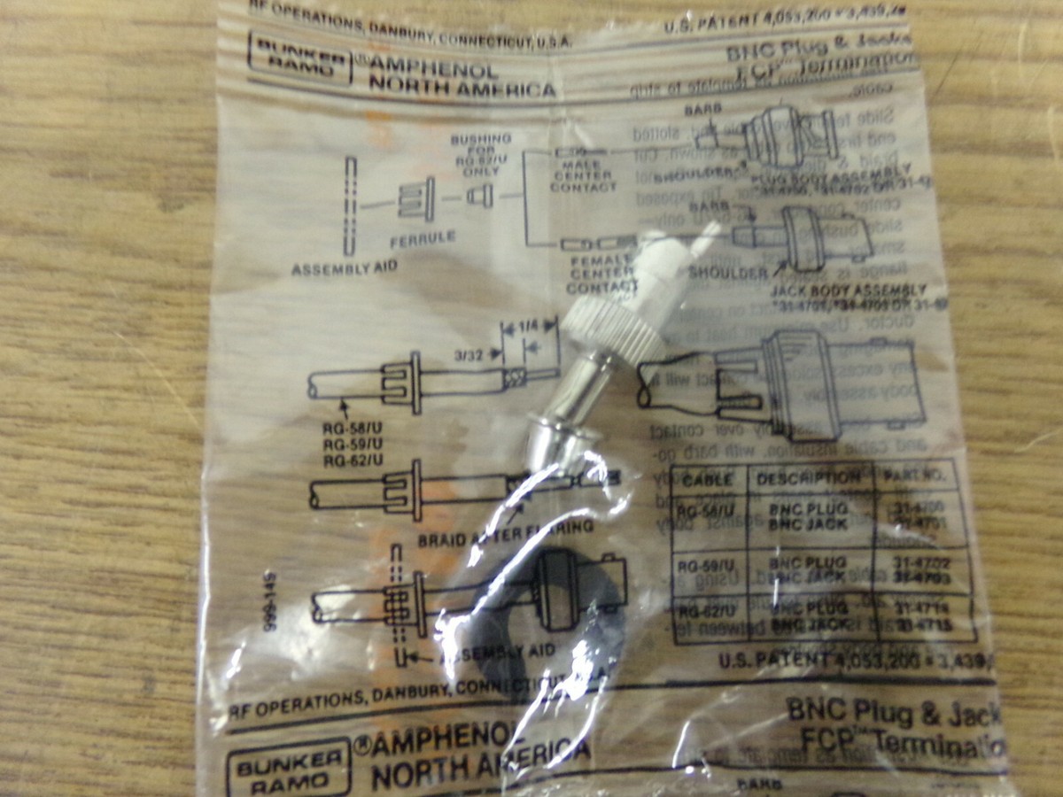 NEW Amphenol 74868 BNC Plus + Jack FCP Temination PF Connector