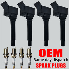 OEM 4X Ignition Coil + Iridium Spark plug For VW Jetta Passat Golf Audi A3 UF765