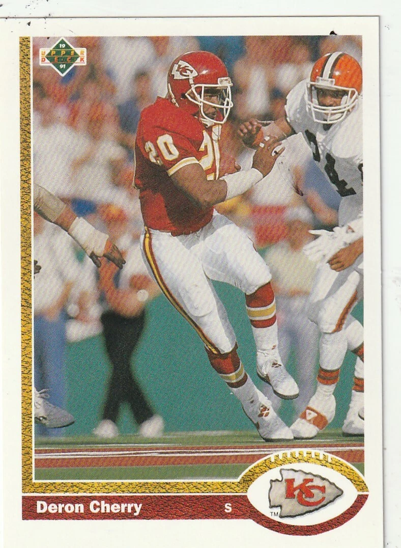 FREE SHIPPING-MINT-1991 Upper Deck #374 Deron Cherry Chiefs PLUS BONUS CARDS