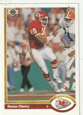 FREE SHIPPING-MINT-1991 Upper Deck #374 Deron Cherry Chiefs PLUS BONUS CARDS