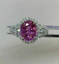 2.50Ct Oval Cut Pink Tourmaline Halo Women's Engagement Ring 14K White Gold Over