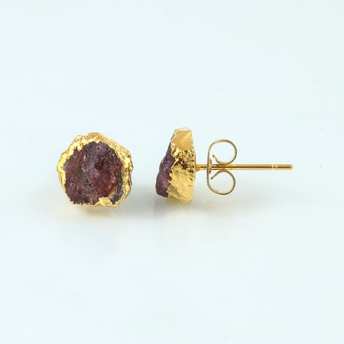 Natural Gemstone Rough Crystal Stud Earrings Fashion Women Jewelry Gift for her - Picture 4 of 61