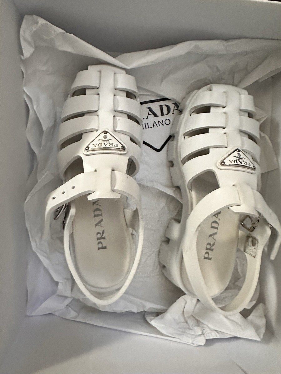 Prada Fisherman Sandals, White, Size 6. With Box. Authentic. Very