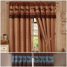 Chezmoi Collection 4-piece Southwestern Wild Horses Curtain Set w/Valance, Sheer