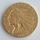 1909-D US $5 GOLD INDIAN HALF EAGLE BEAUTIFUL GOLD COIN!