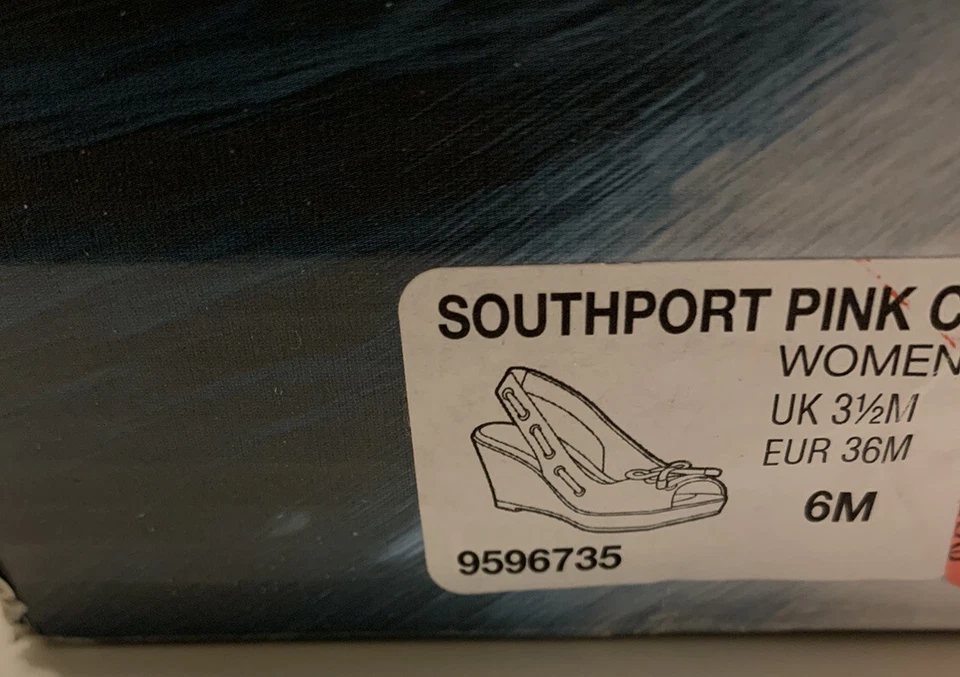 Sperry Southport Fuchsia Slingback Пробковый Клин Пятка Пип Носок Размер 6M Новый с ценниками - Изображение 3 из 3