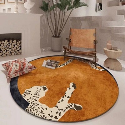 Round Hand-Tufted Wool Area Rug Handmade Carpet for Living Room & Bedroom Rug