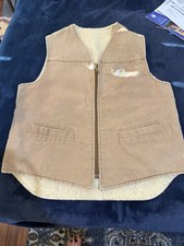 Vintage Carhartt Vest Mens Size XL Tall Tan Sherpa Lined Duck Canvas READ