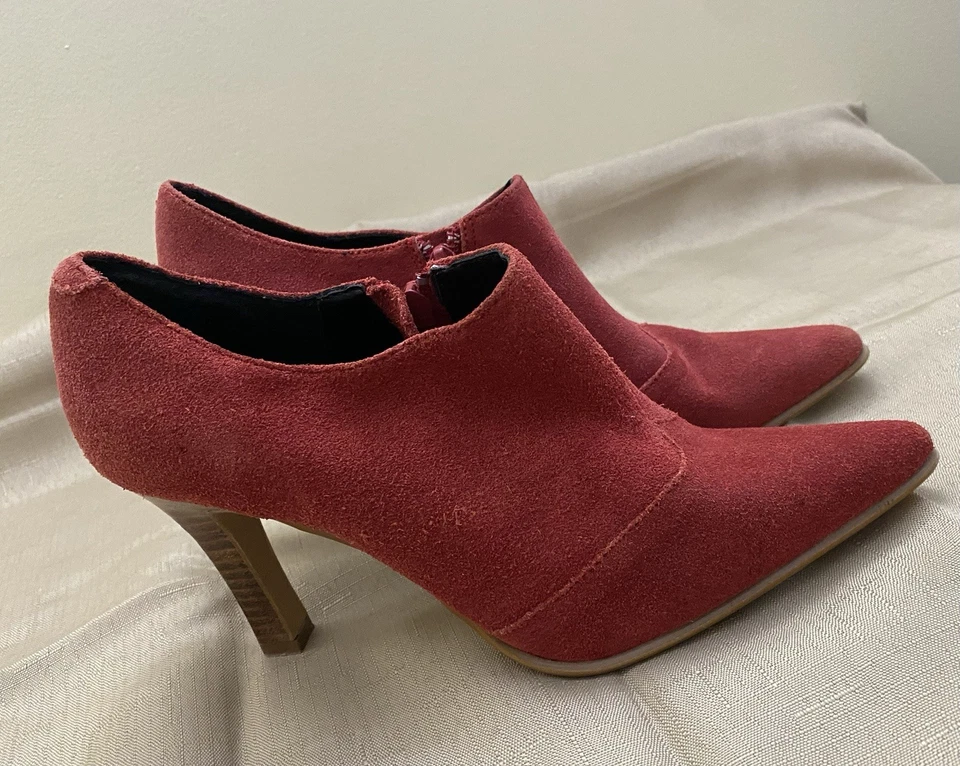 Wanterd Red Westren Suede Leather Stiletto Ankle Boots Shoe Bootie Cowgirl 7 - Image 2 of 4