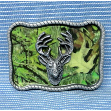 Buck Deer Stag Belt Buckle Hunter Camo Forest Sportsman Cowboy Vintage .GTA131