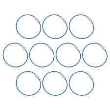 10Pcs 6" Steel Wire Key Rings Kit, Keychain Cable Loops Connecter Blue 