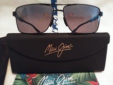 NEW Maui Jim PIHA Polarized Shiny Gunmetal Black/ Dual Mirror B621-02 w/BONUS