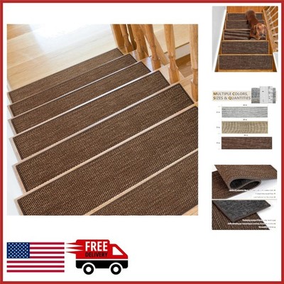 Non Slip Stair Treads for Wooden Steps 15 Pack Extra Wide 9'' x 36'' Brown