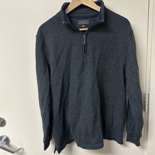 Club Room Quarter Zip Pullover Mens Large Dark Gray Lightweight Sweater Casual