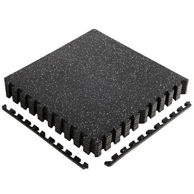 Interlocking Rubber Floor Tiles, 1/2 Inch Thick Non-Slip Gym Flooring Mats fo...