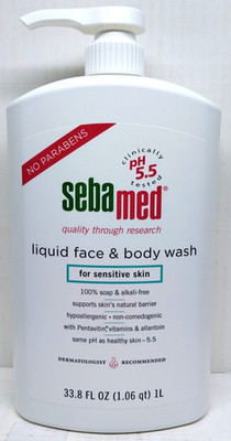 Sebamed Liquid Face & Body Wash for Sensitive Skin 100% Soap Free 1 L / 33.8 oz