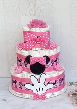 3 Tier Minnie Mouse Diaper Cake Baby Shower Girl