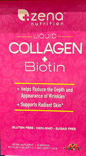 Zena Liquid 2500mg Collagen 5000mcg Biotin Mixed Berry Gluten Free 30oz EXP04/27