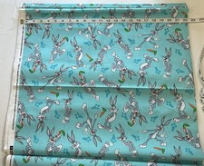 NEW 100 Cotton Fabric - Looney Tunes Bugs Bunny on Blue Background by HALF YARD
