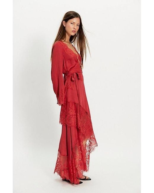 NEW SOLD OUT Free People Nigel Preston Soho Wrap Midi Dress Red NWT M image 2