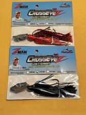 Lot of 2 Z-man Cross Eyez Chatterbait 1/2 oz Fire Craw/Black n Blue